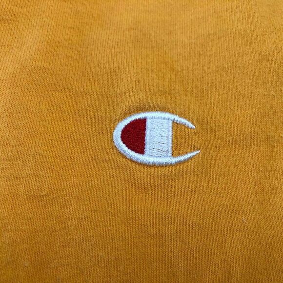 Vintage Champion Large Back Lettering Mustard Yellow Shirt Men's Small VTG - Picture 3 of 4